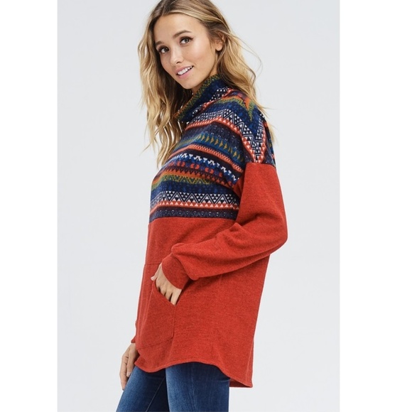 NWT White Birch Aztec Print High Neck Sweater, Size Large - Picture 5 of 8